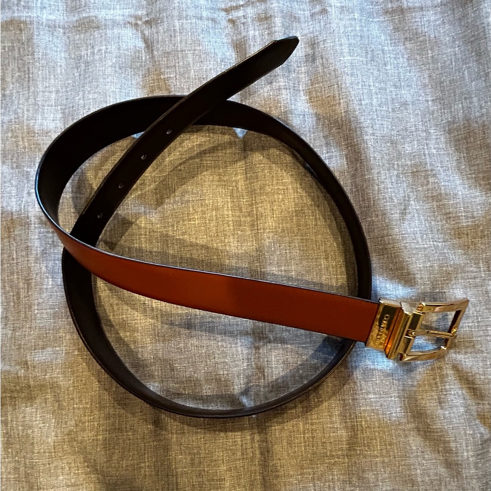 Calvin Klein Reversible Brown or Black Leather Belt with Gold Buckle